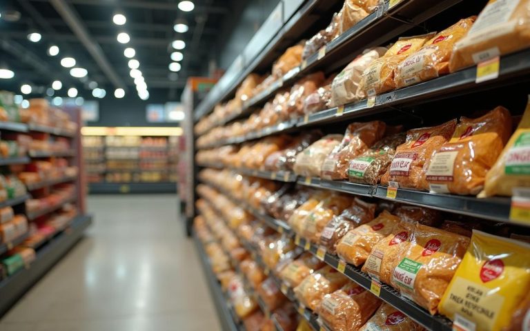 Rayon de gâteaux industriels peu caloriques avec étiquettes nutritionnelles claires