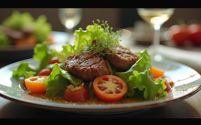 Salade de mâche fraîche avec légumes colorés sur une table de dîner