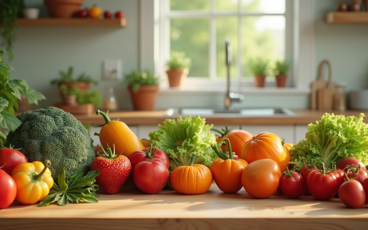 Cuisine saine avec des aliments frais, symbole d'un mode de vie sans alcool.