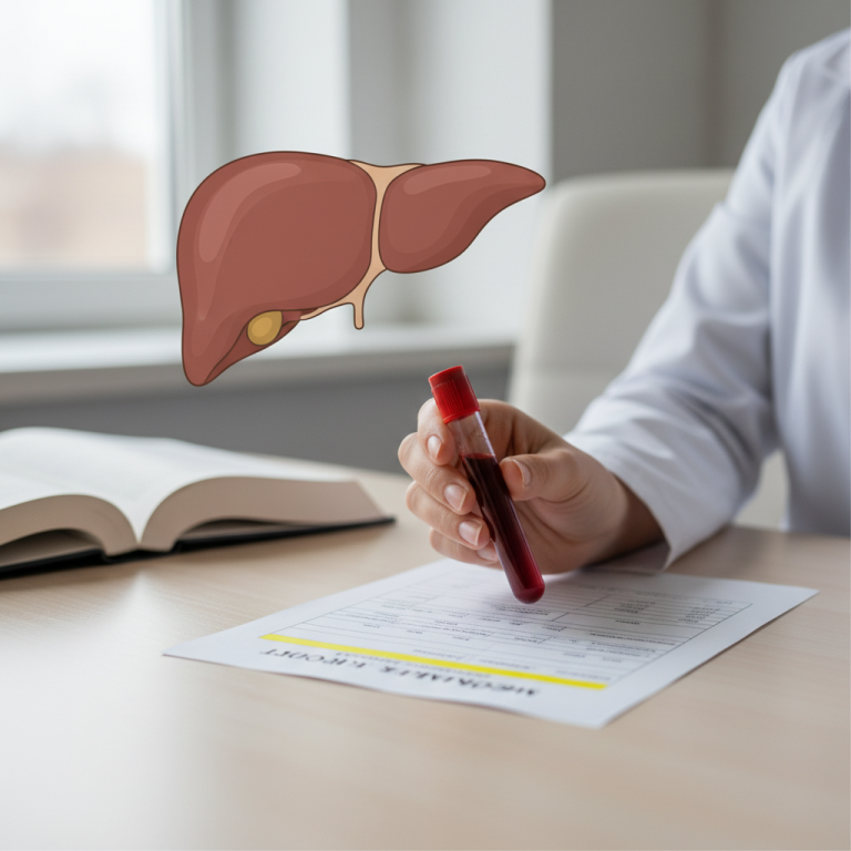 Illustration réaliste sur Interpréter l'ASAT lors d'une prise de sang pour préserver la santé du foie