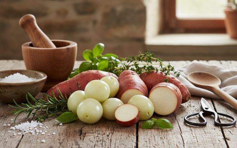 Icaque et igname sur une table en bois, symbolisant la diversité culinaire.