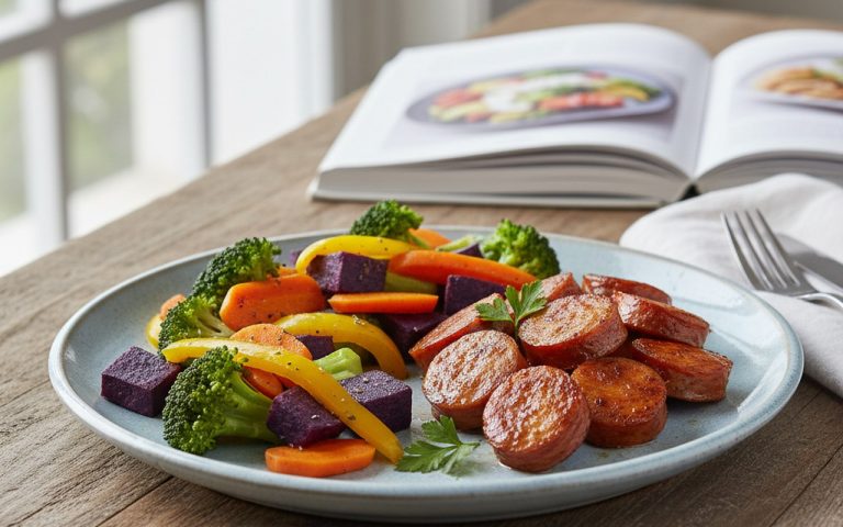 Chorizo cuit dans un plat coloré, sûr pour les femmes enceintes.