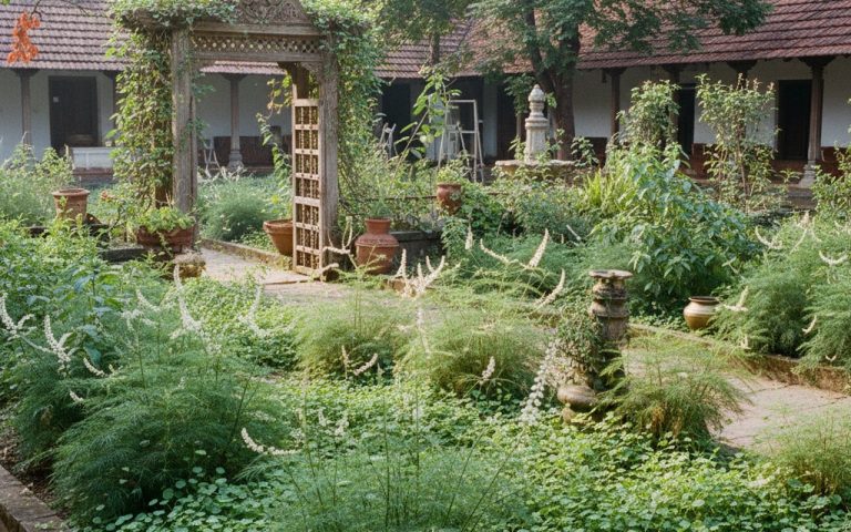Plantes médicinales ayurvédiques dans un environnement naturel indien.