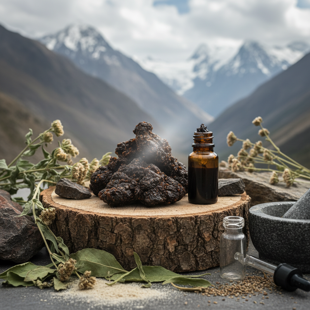 Illustration réaliste sur Shilajit danger : risques et précautions