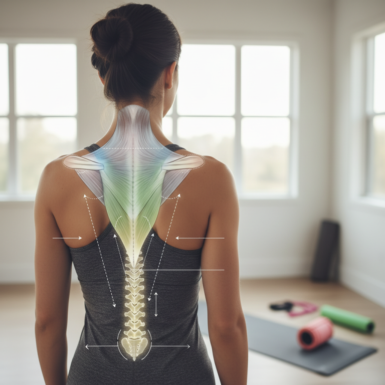 Illustration réaliste sur Muscle trapèze : renforcer pour posture et bien-être